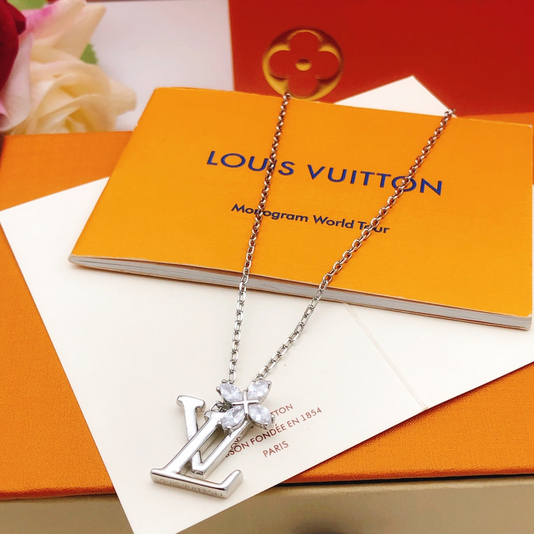 Geometric Emblem Pendant Necklace in Silver-Tone – Silver Detail – Design 008 main product view