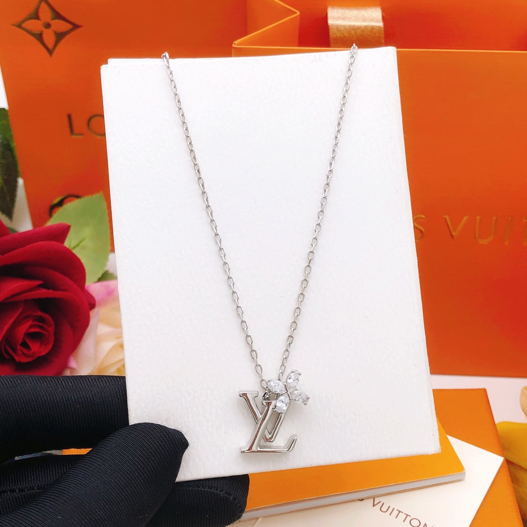 Geometric Emblem Pendant Necklace in Silver-Tone – Silver Detail – Design 008 main product view
