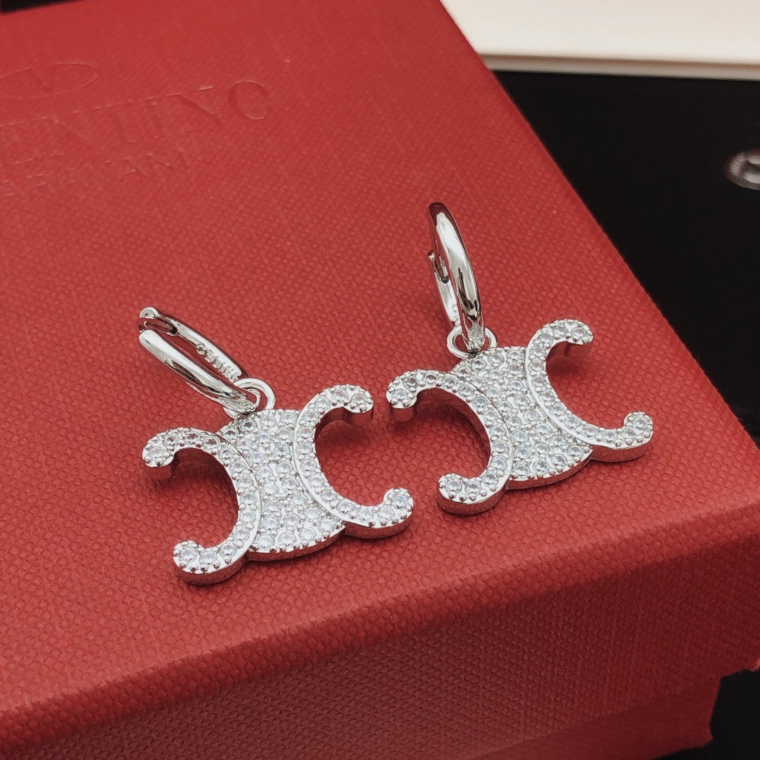 Signature Emblem Crystal-Accent Drop Earrings front view