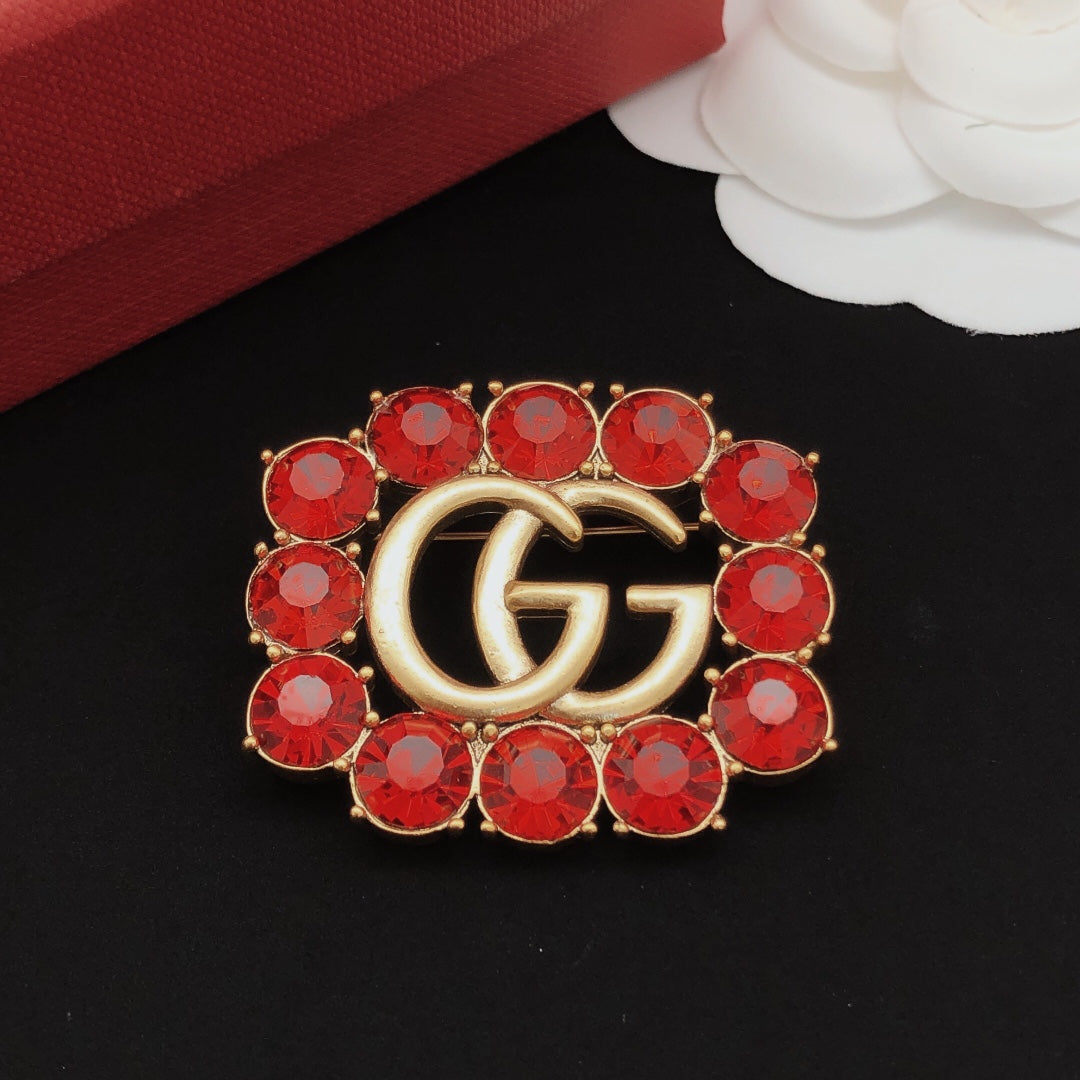 Geometric Emblem Brooch in Gold-Tone styled product view