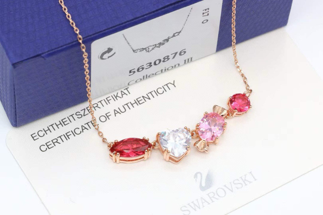 Candy Collarbone Necklace in Polished Metal-Tone detail view