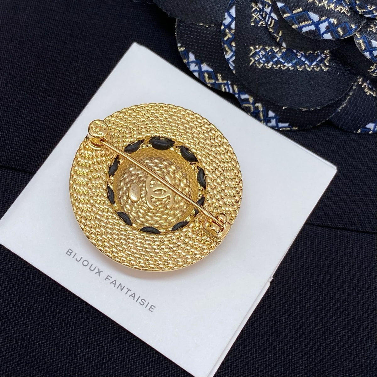 Signature Emblem Brooch in Polished Metal-Tone – Design 022 front product view