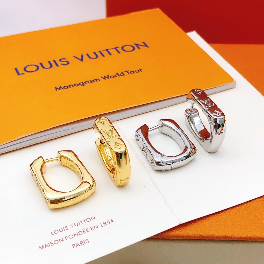 Geometric Emblem Statement Earrings in Silver-Tone – Silver Detail – Design 003 styled product view