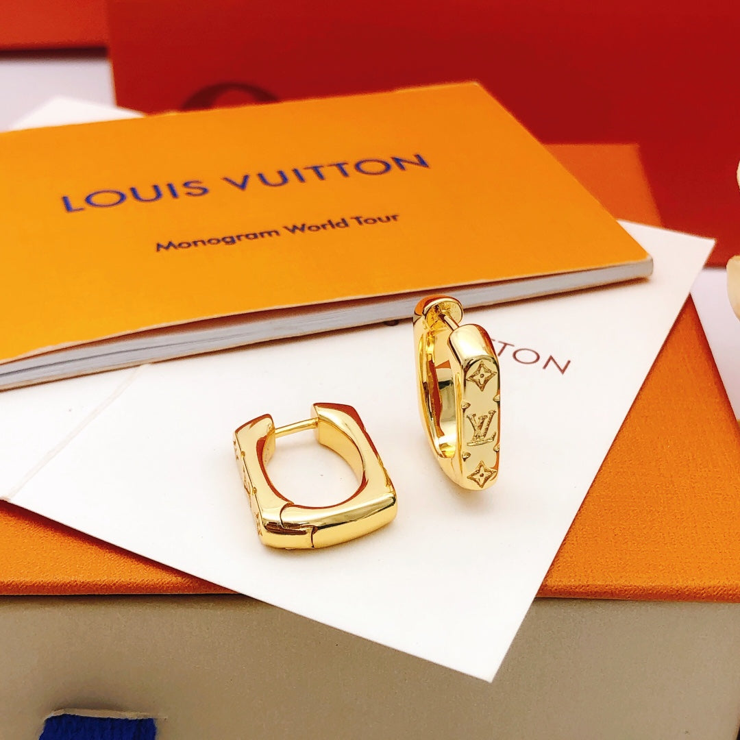 Geometric Emblem Statement Earrings in Gold-Tone – Design 002 main product view