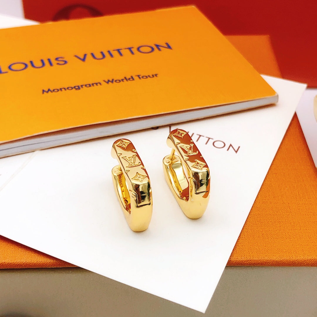 Geometric Emblem Statement Earrings in Gold-Tone – Design 002 detail view