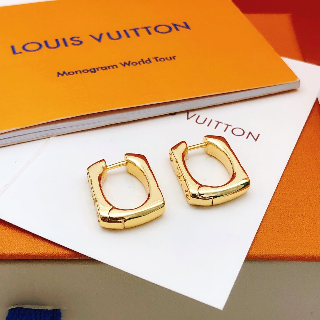 Geometric Emblem Statement Earrings in Gold-Tone – Design 002 side detail