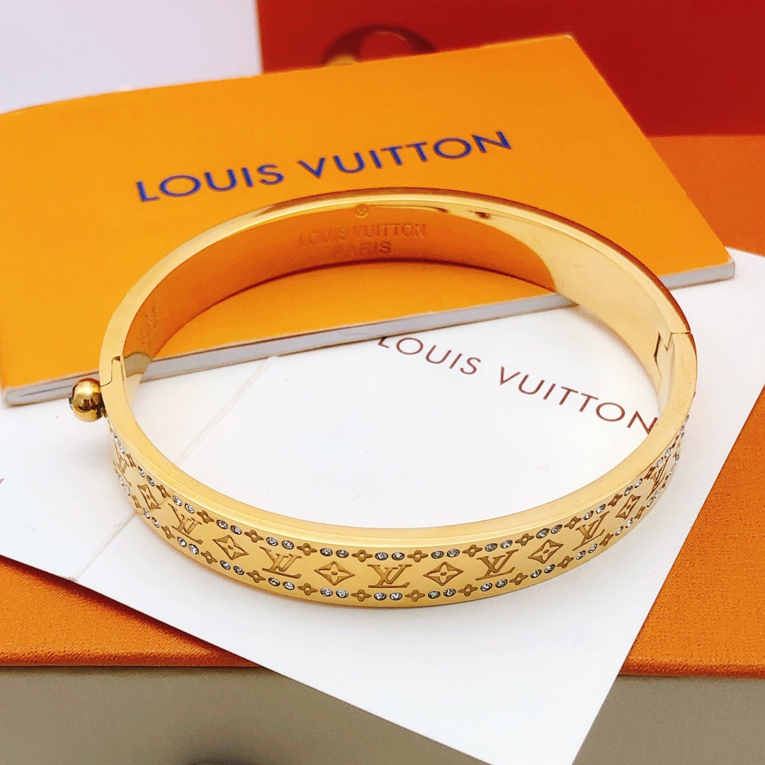Geometric Emblem Bangle in Gold-Tone – Design 012 front product view