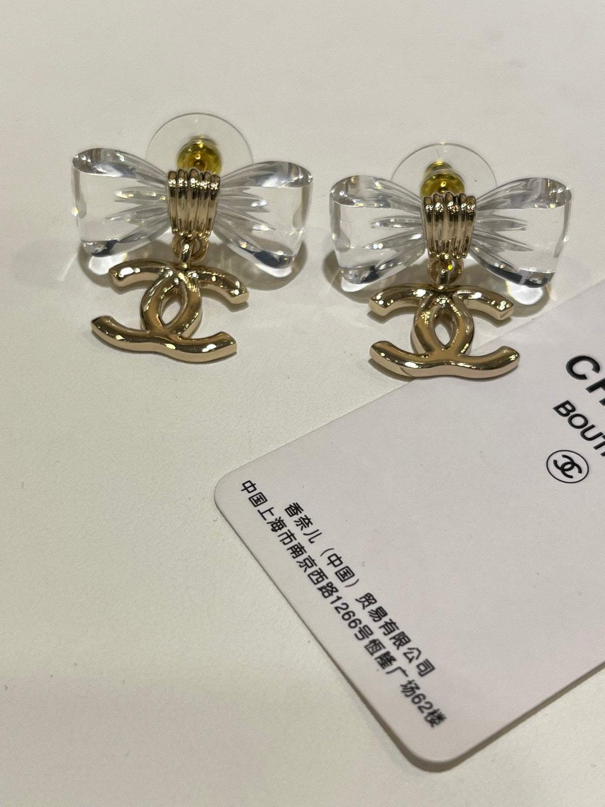Double-C Emblem Stud Earrings in Gold-Tone – Design 010 styled product view