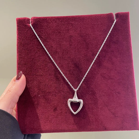 Heart Pendant Necklace in Polished Metal-Tone – Design 001 main product view