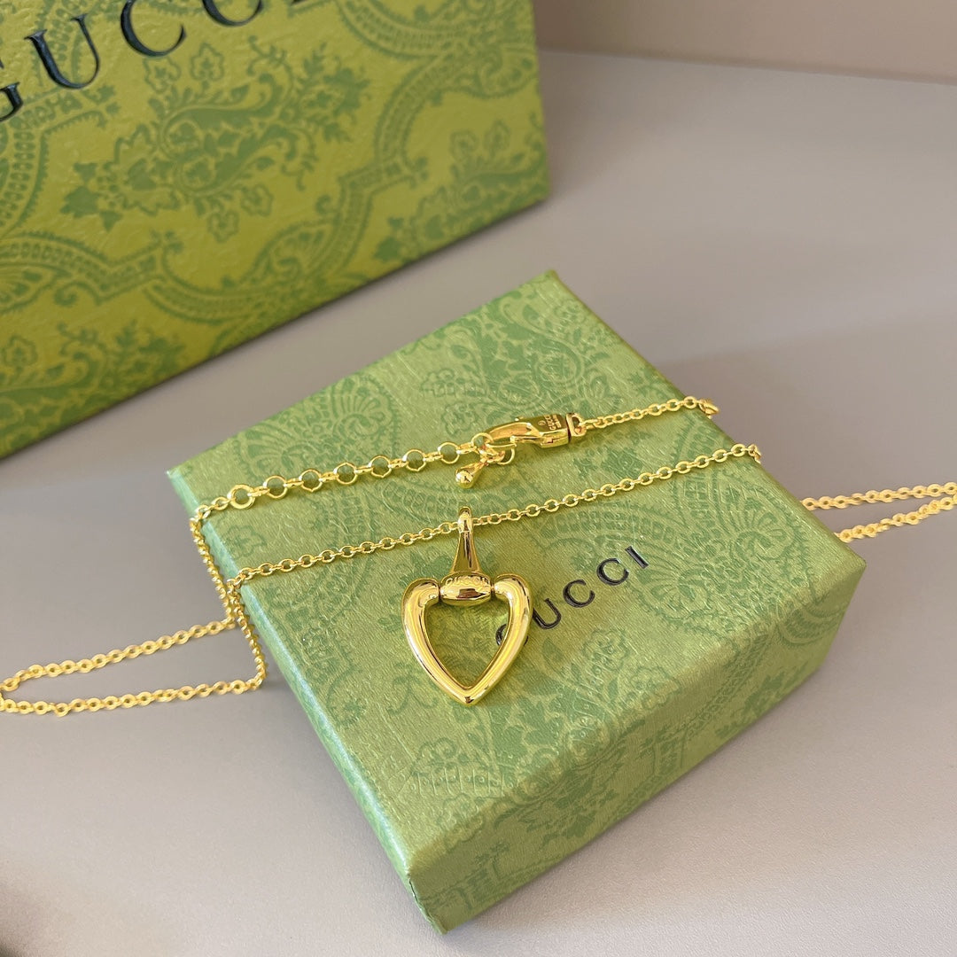 Heart Pendant Necklace in Gold-Tone side detail