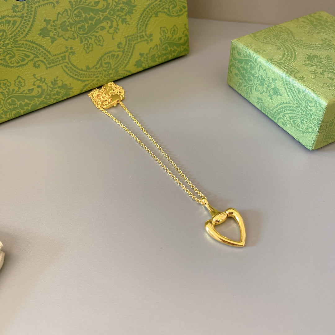 Heart Pendant Necklace in Gold-Tone close-up detail