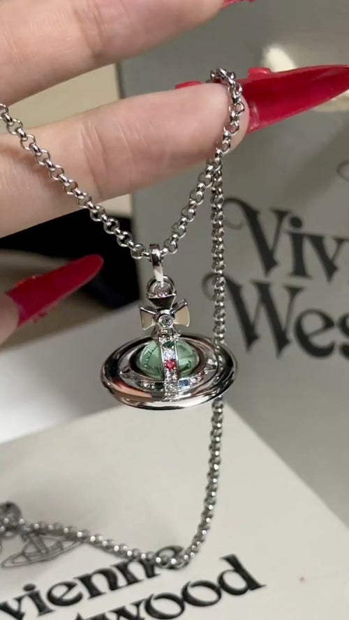 Orb Pendant Necklace in Polished Metal-Tone – Pearl Detail – Design 010 main product view