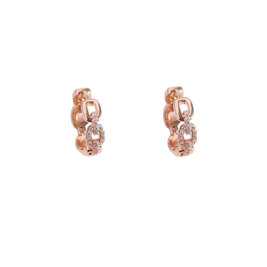 Signature Emblem Crystal-Accent Stud Earrings – Red Detail – Design 002 front product view