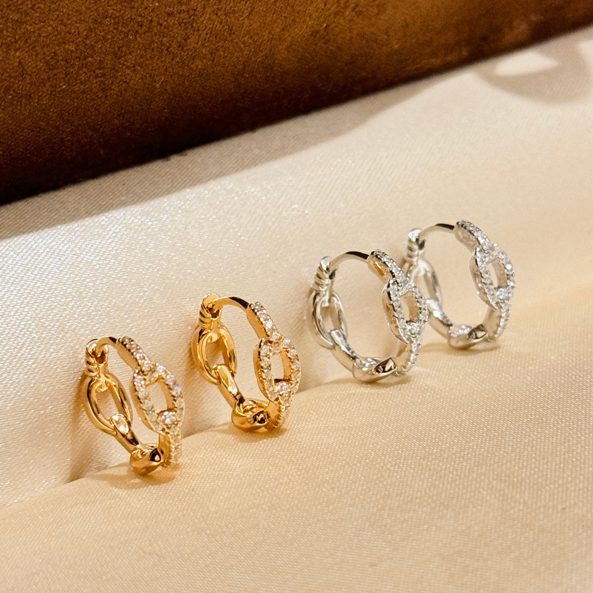 Signature Emblem Crystal-Accent Stud Earrings – Red Detail – Design 002 main product view