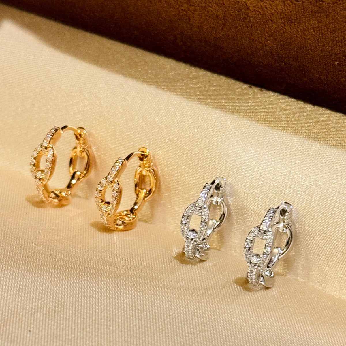 Signature Emblem Crystal-Accent Stud Earrings – Red Detail – Design 002 main product view