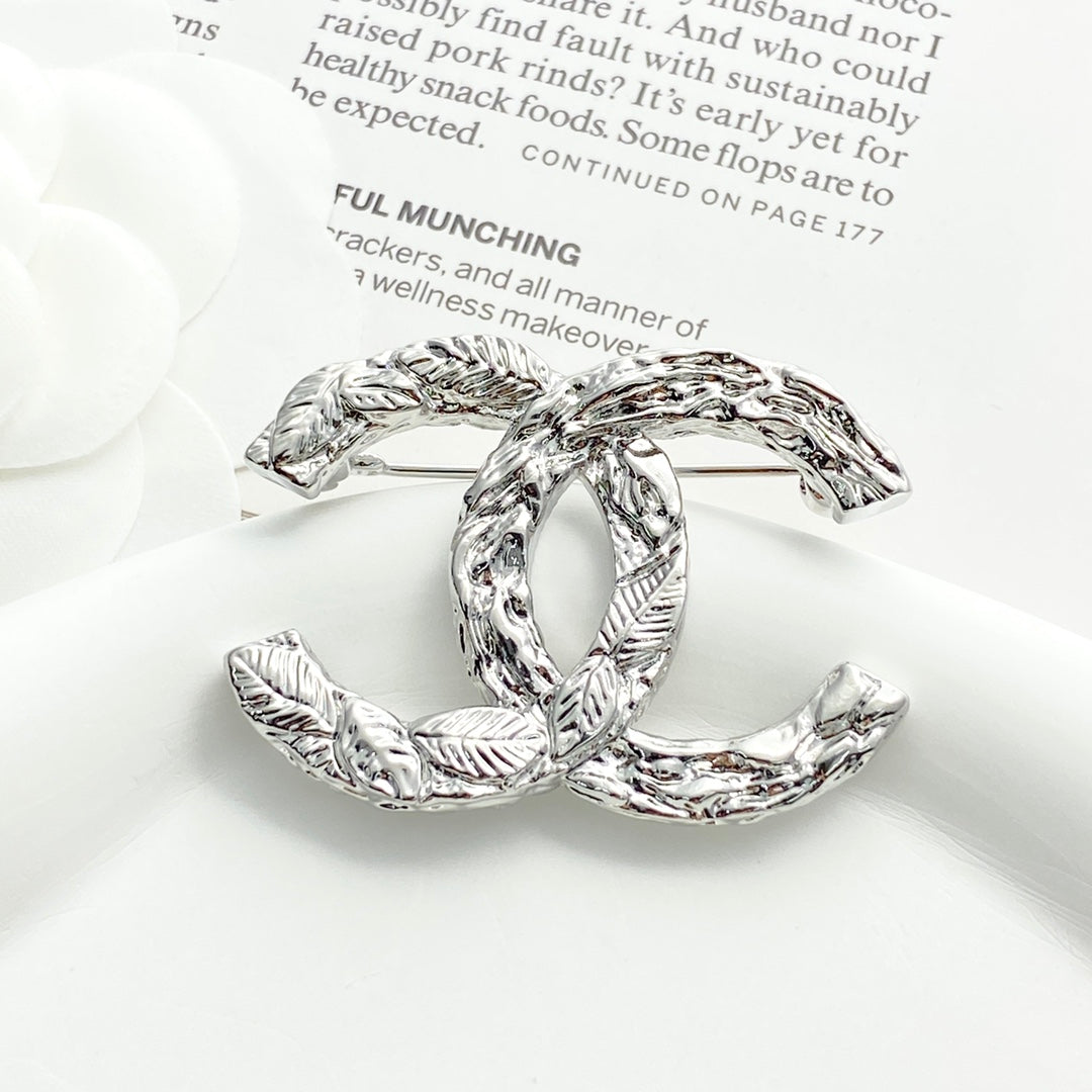 Double-C Emblem Brooch in Silver-Tone – Design 001 main product view