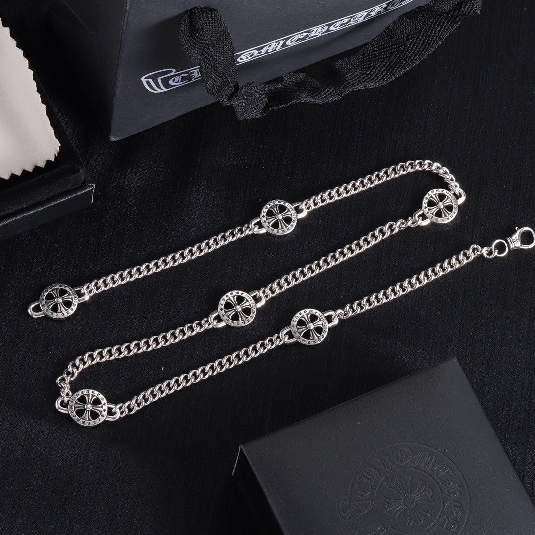 Signature Emblem Bracelet in Polished Metal-Tone – Design 036 front product view