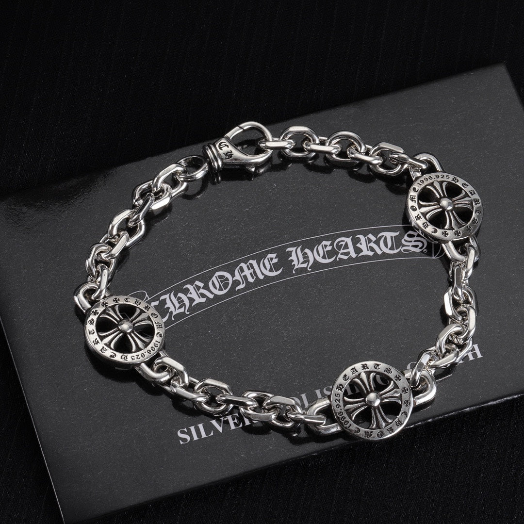 Signature Emblem Bracelet in Polished Metal-Tone – Design 036 styled product view