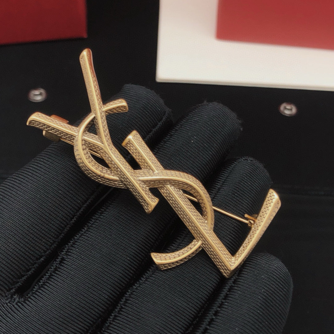 Snake-Scale Brooch in Gold-Tone front product view