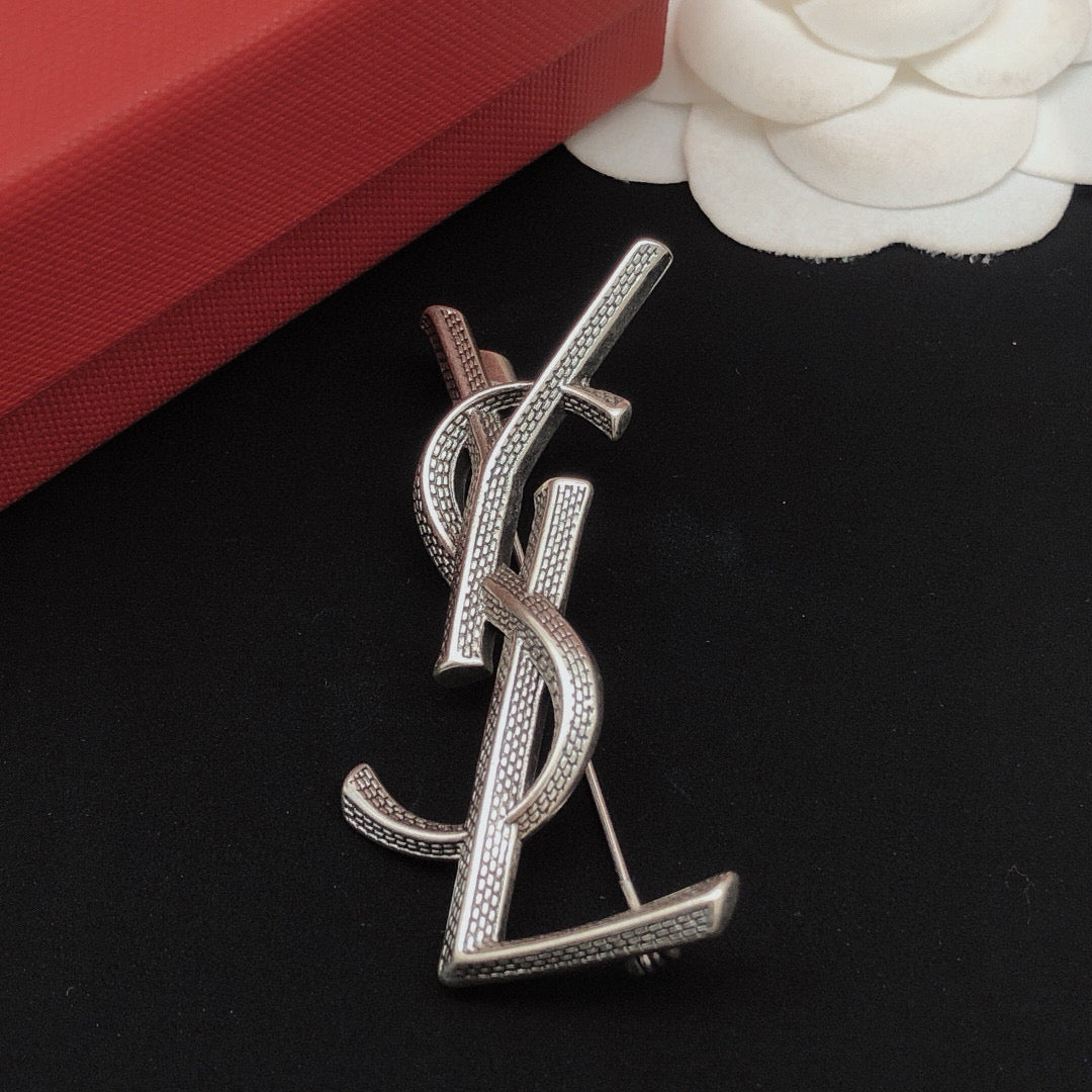 Snake-Scale Brooch in Silver-Tone front product view