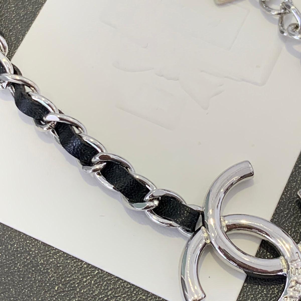Signature Emblem Pendant Necklace in Polished Metal-Tone – Black Detail – Design 002 close-up detail