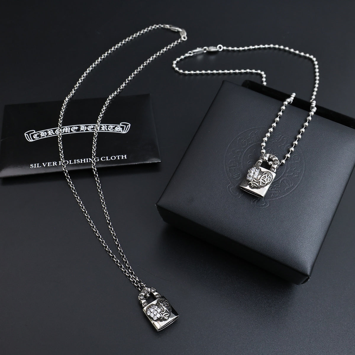 Gothic Emblem Pendant Necklace in Antique Silver-Tone – Design 17 main product view