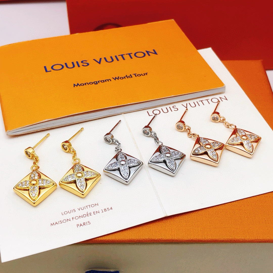 Geometric Emblem Stud Earrings in Silver-Tone – Silver Detail – Design 008 styled product view