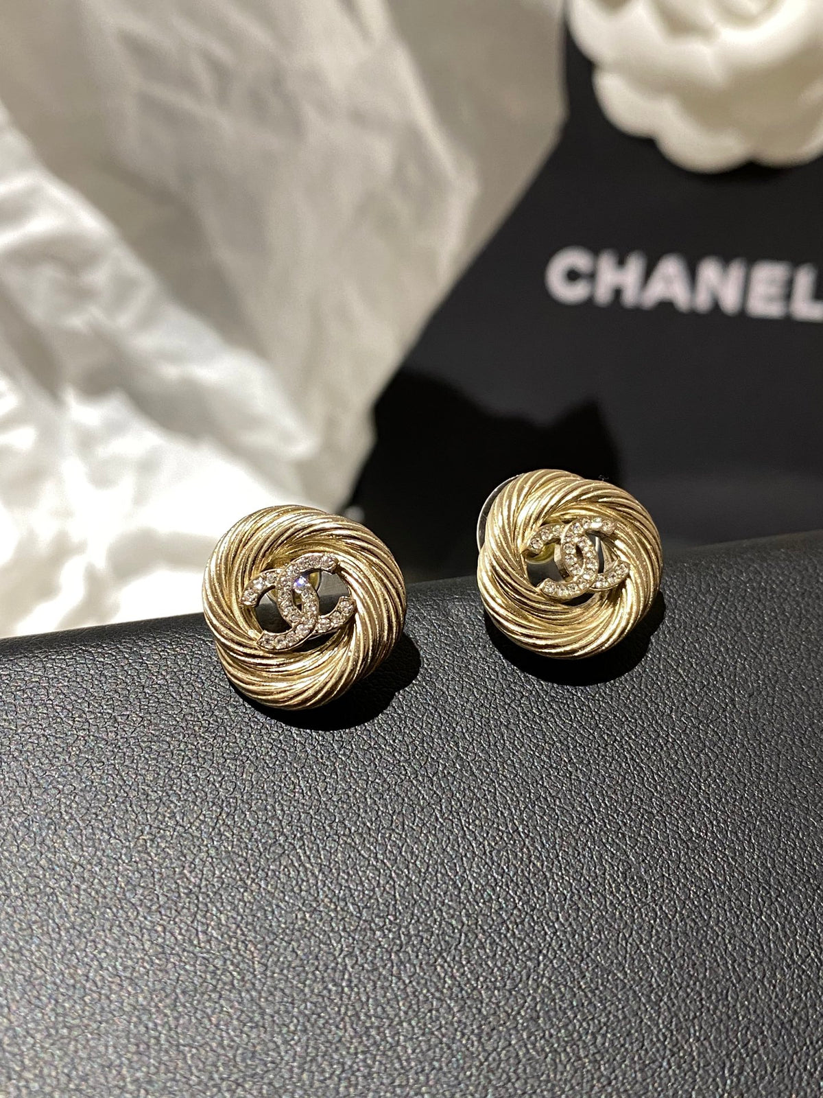 Signature Emblem Stud Earrings in Polished Metal-Tone – Design 067 main product view