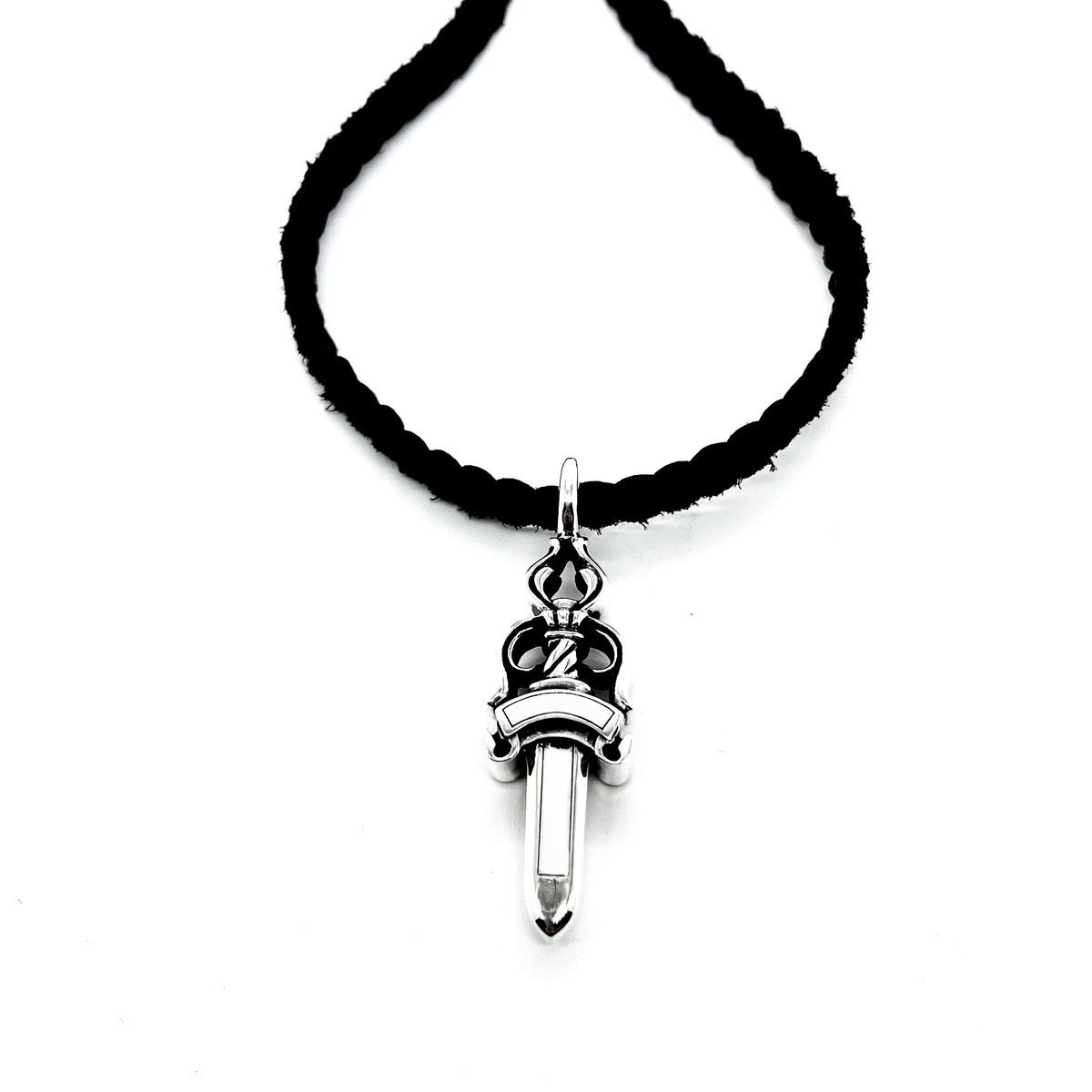 Signature Emblem Pendant Necklace in Polished Metal-Tone – Design 065 detail view