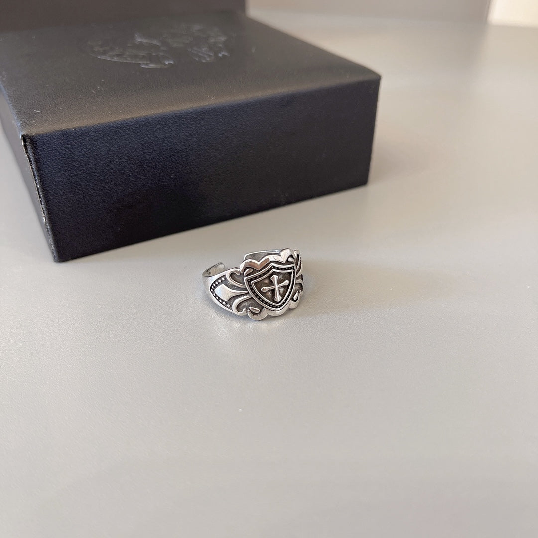 Gothic Emblem Statement Ring in Metal-Tone – Design 02 main product view