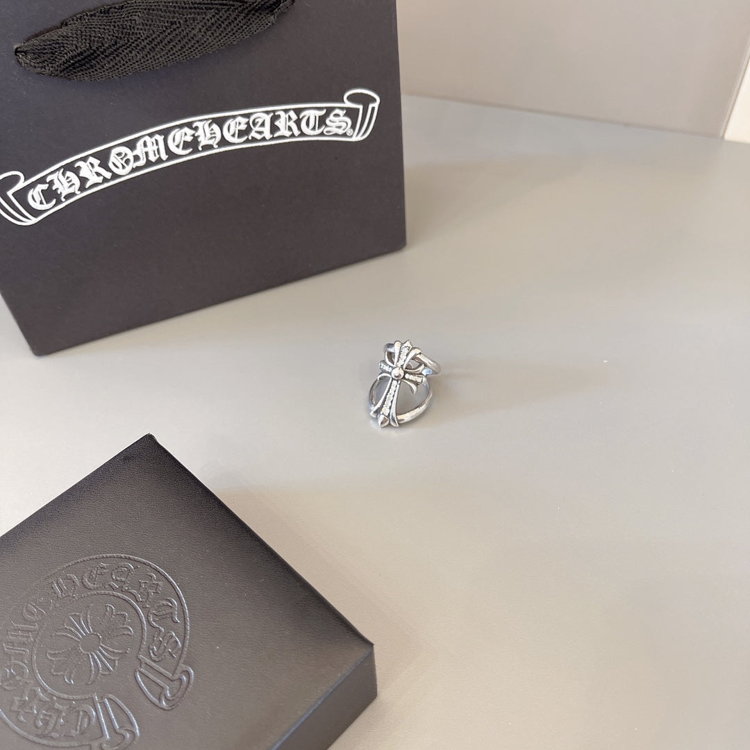 Gothic Emblem Statement Ring in Metal-Tone – Design 03 front product view
