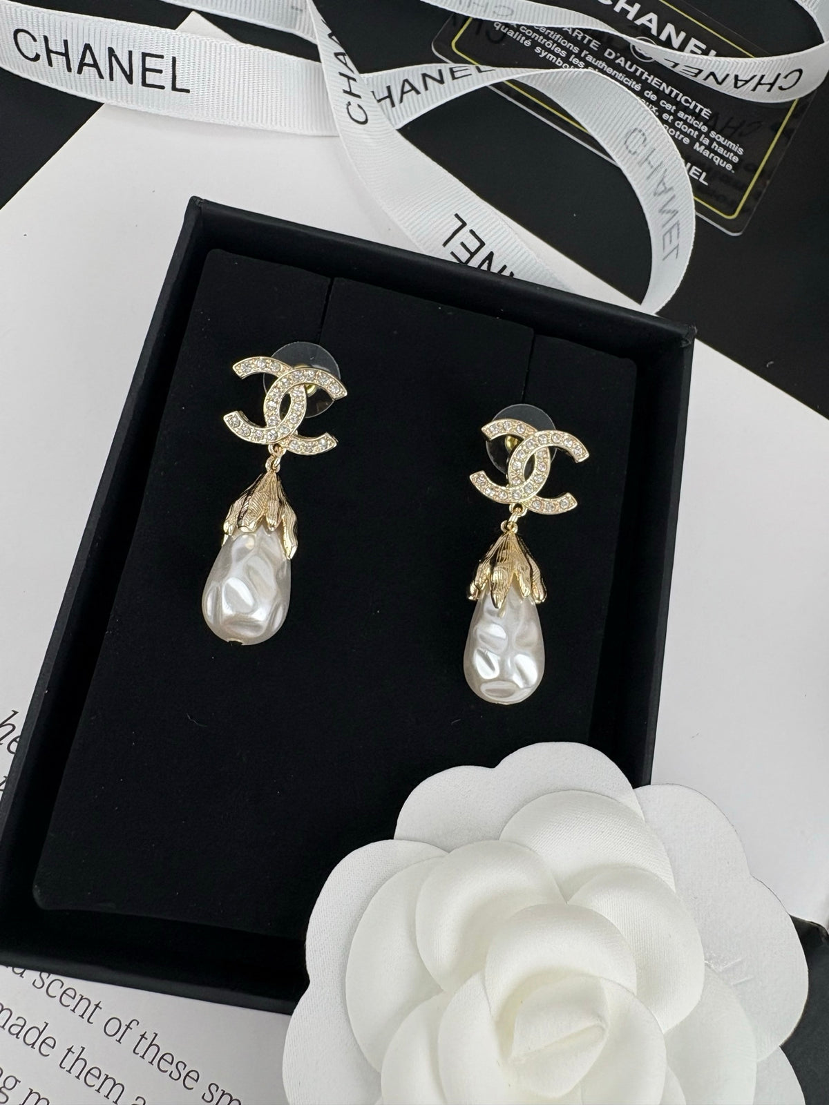 Letter Pearl-Detail Statement Earrings – Pearl Detail – Design 002 front product view