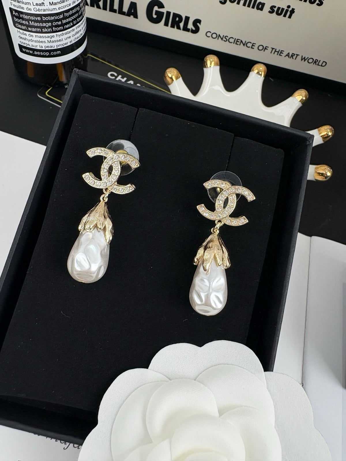 Letter Pearl-Detail Statement Earrings – Pearl Detail – Design 002 main product view