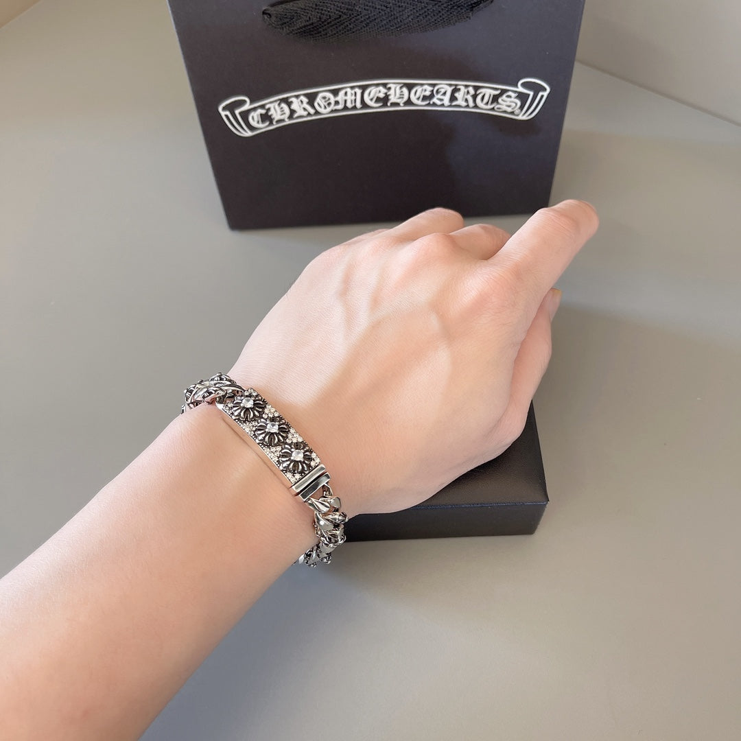 Gothic Emblem Statement Bracelet in Metal-Tone – Design 05 side detail