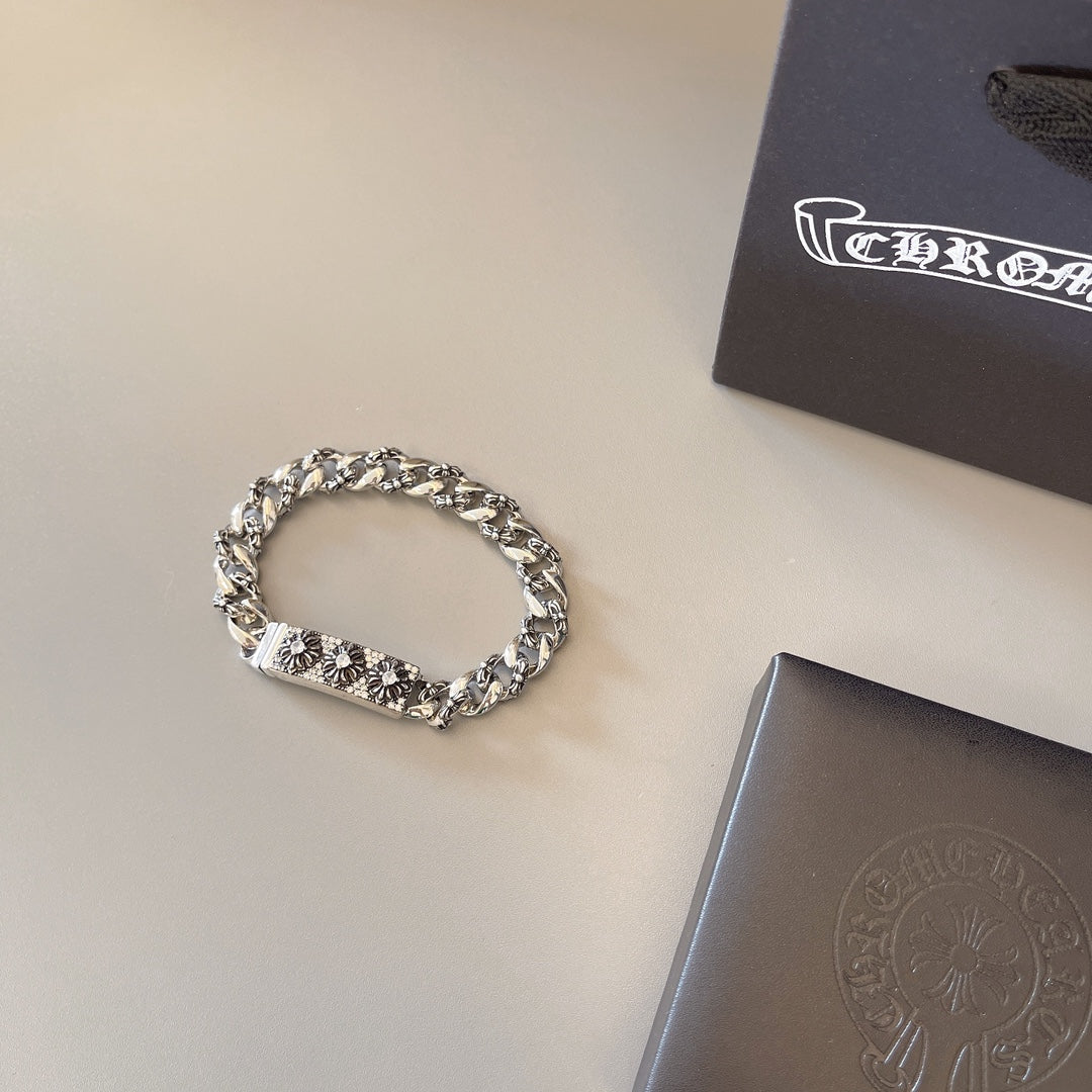 Gothic Emblem Statement Bracelet in Metal-Tone – Design 05 detail view