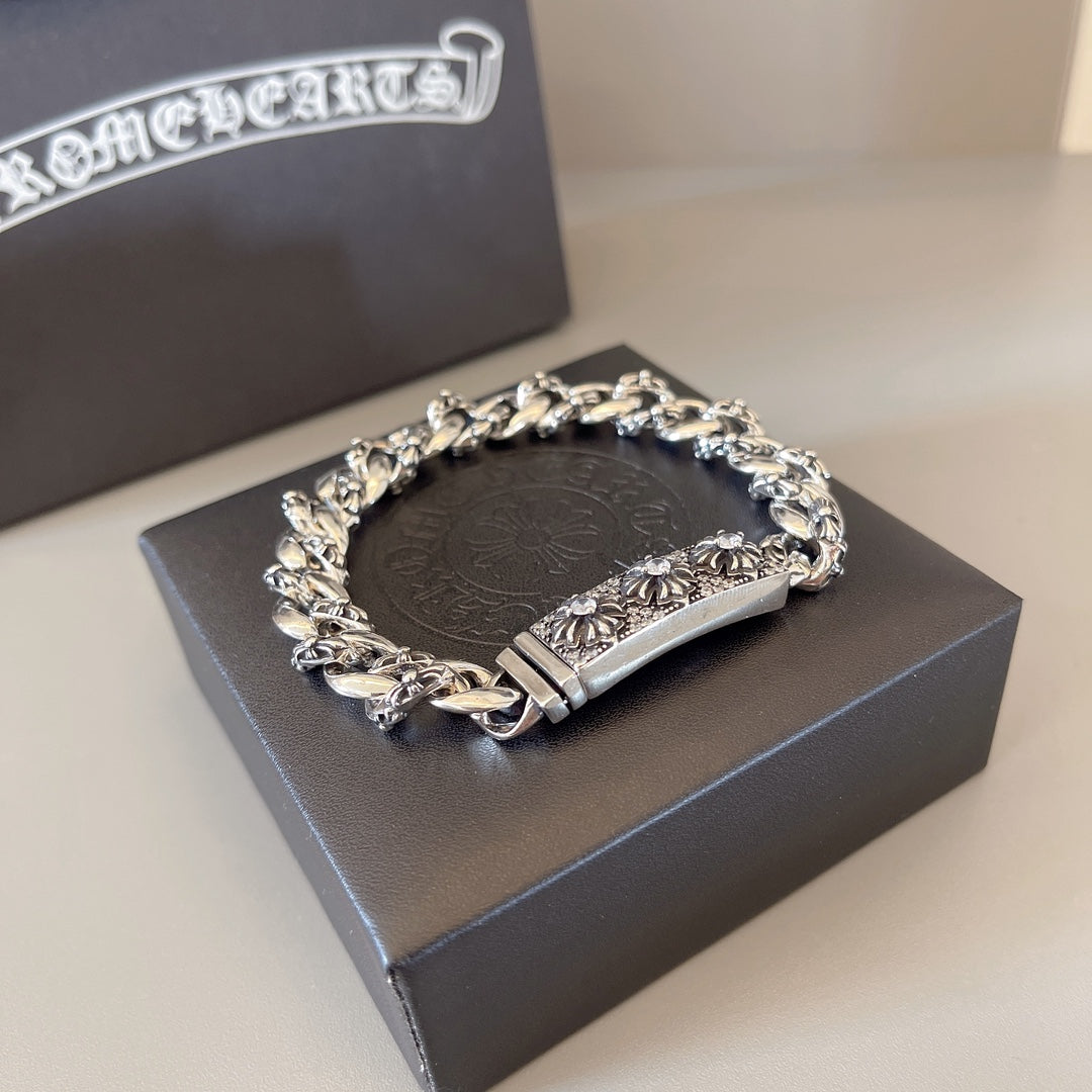 Gothic Emblem Statement Bracelet in Metal-Tone – Design 05 front product view