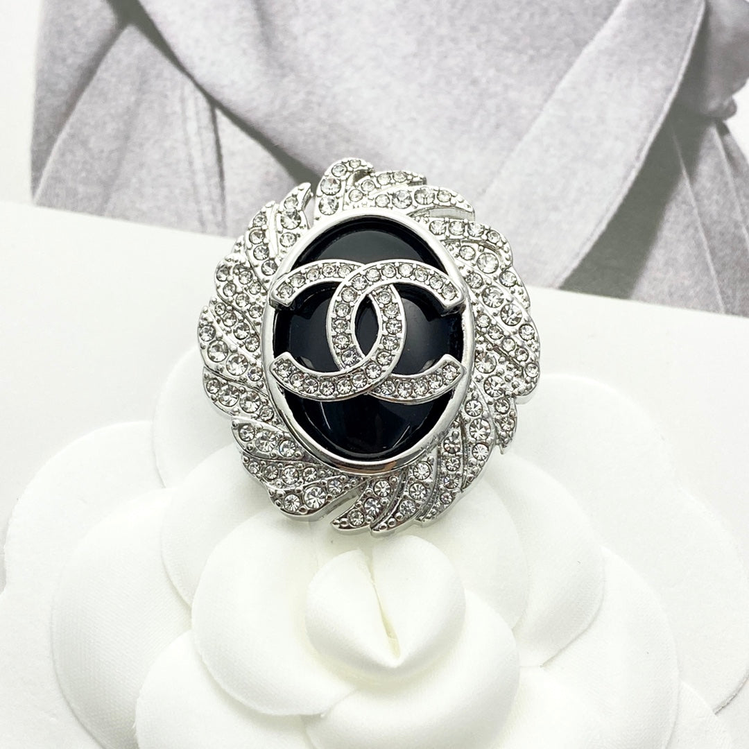 Signature Emblem Brooch in Black-Tone main product view