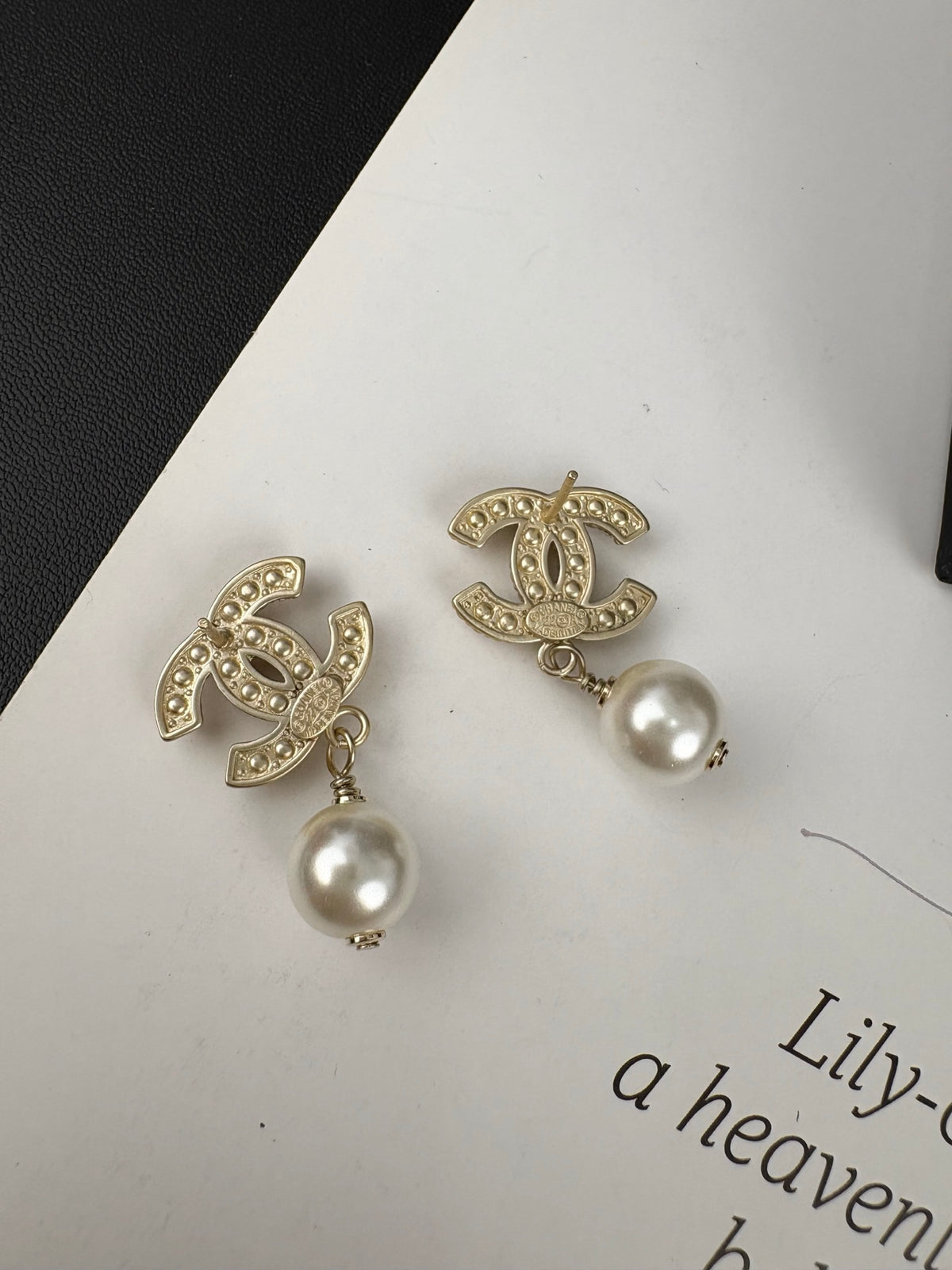 Double-C Emblem Statement Earrings in Polished Metal-Tone – Design 038 styled product view