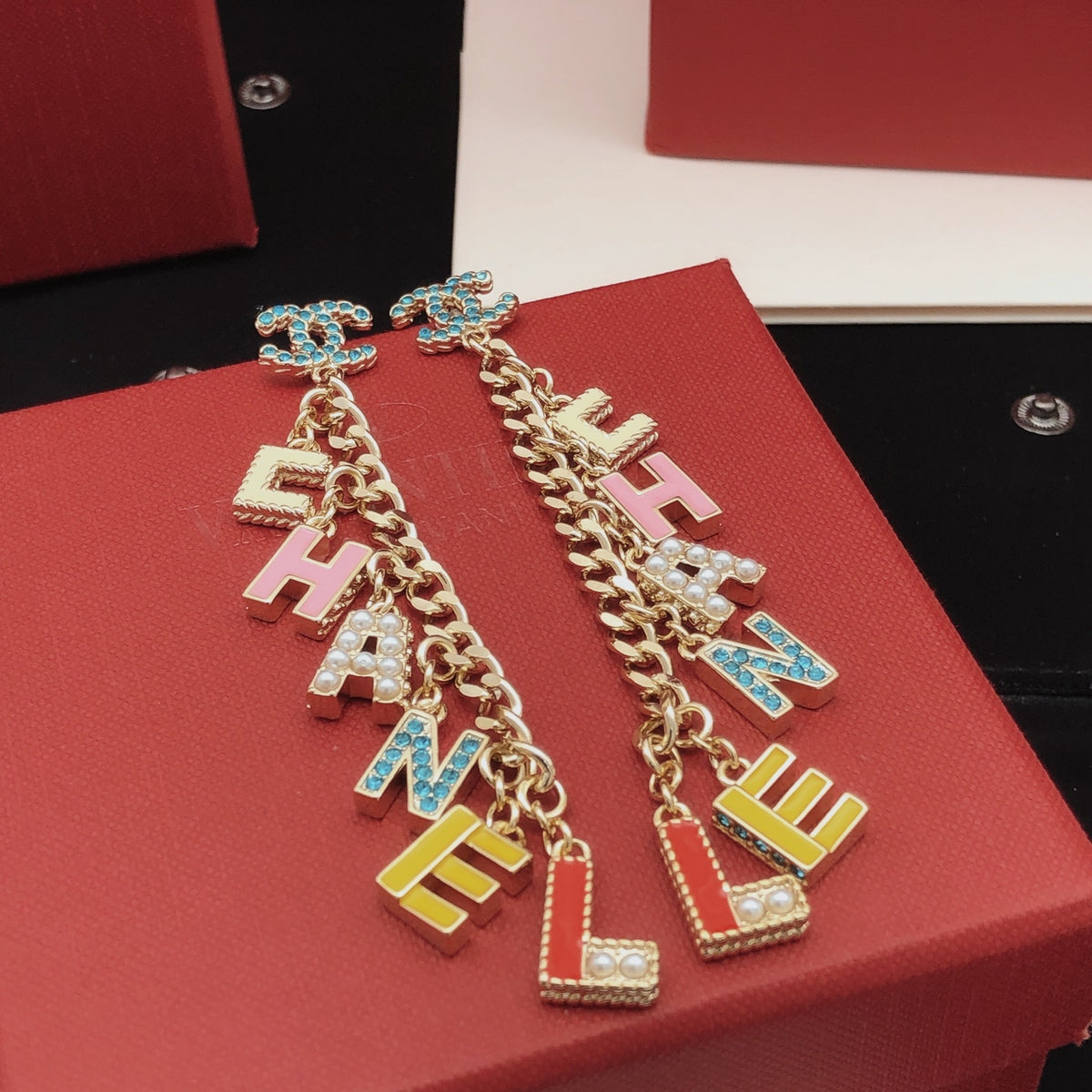 Signature Emblem Stud Earrings in Gold-Tone – Design 036 close-up detail