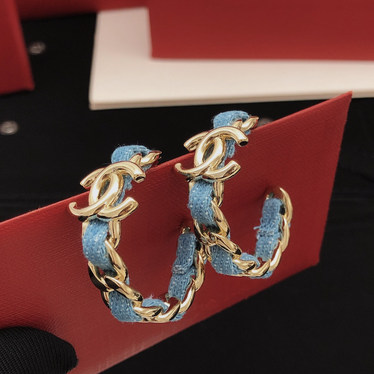 Signature Emblem Statement Earrings in Gold-Tone – Design 025 side detail