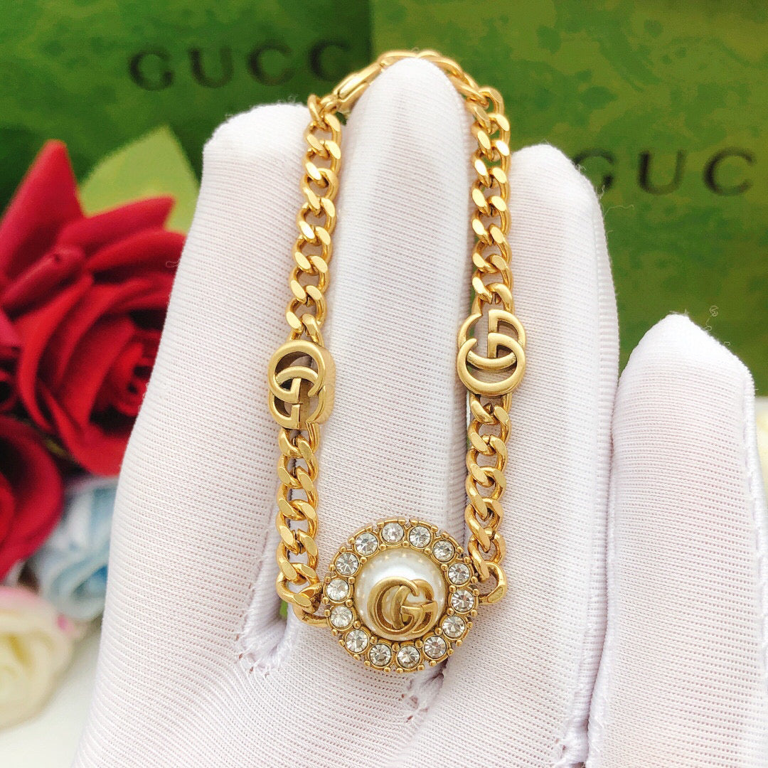 Floral Bracelet in Gold-Tone front product view