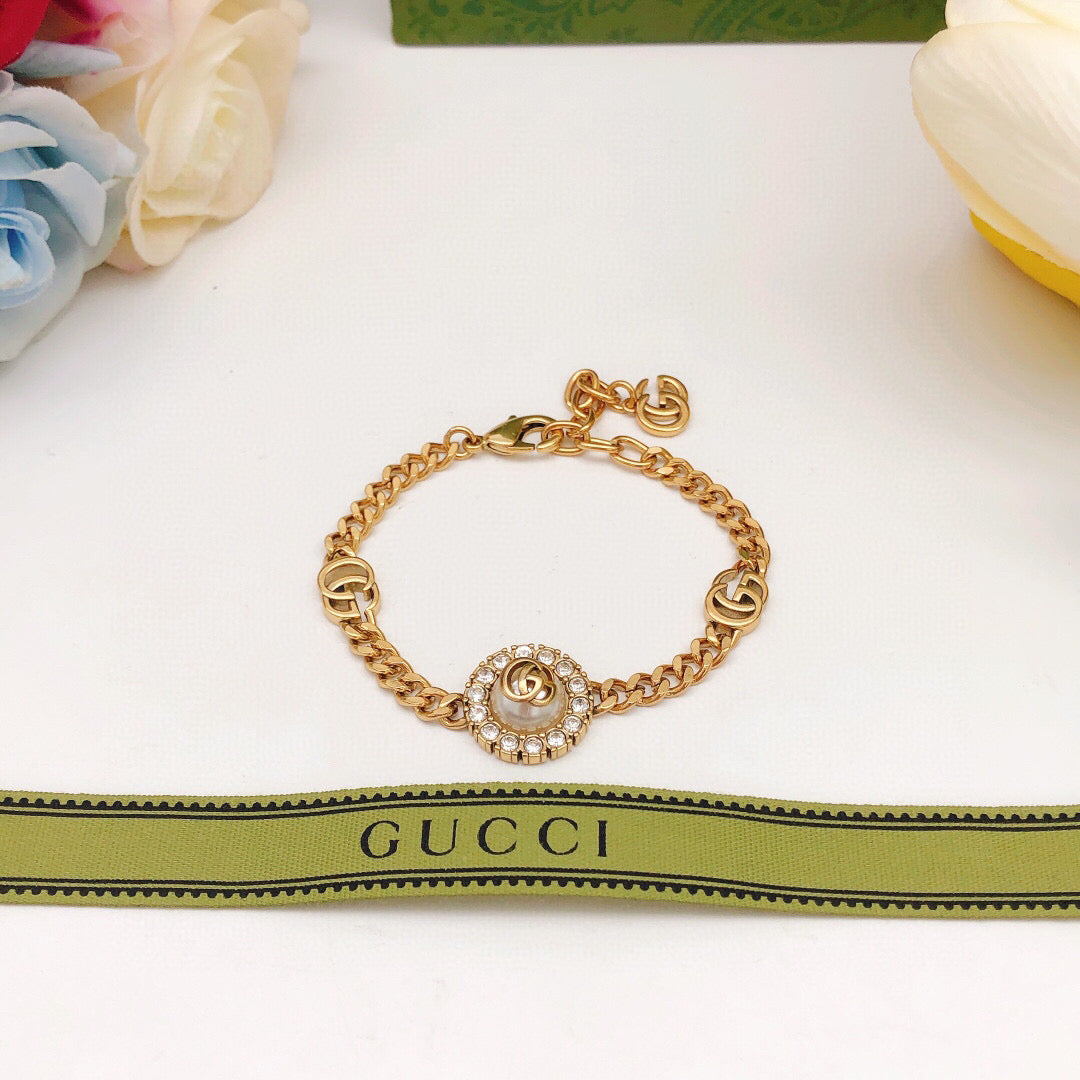 Floral Bracelet in Gold-Tone close-up detail