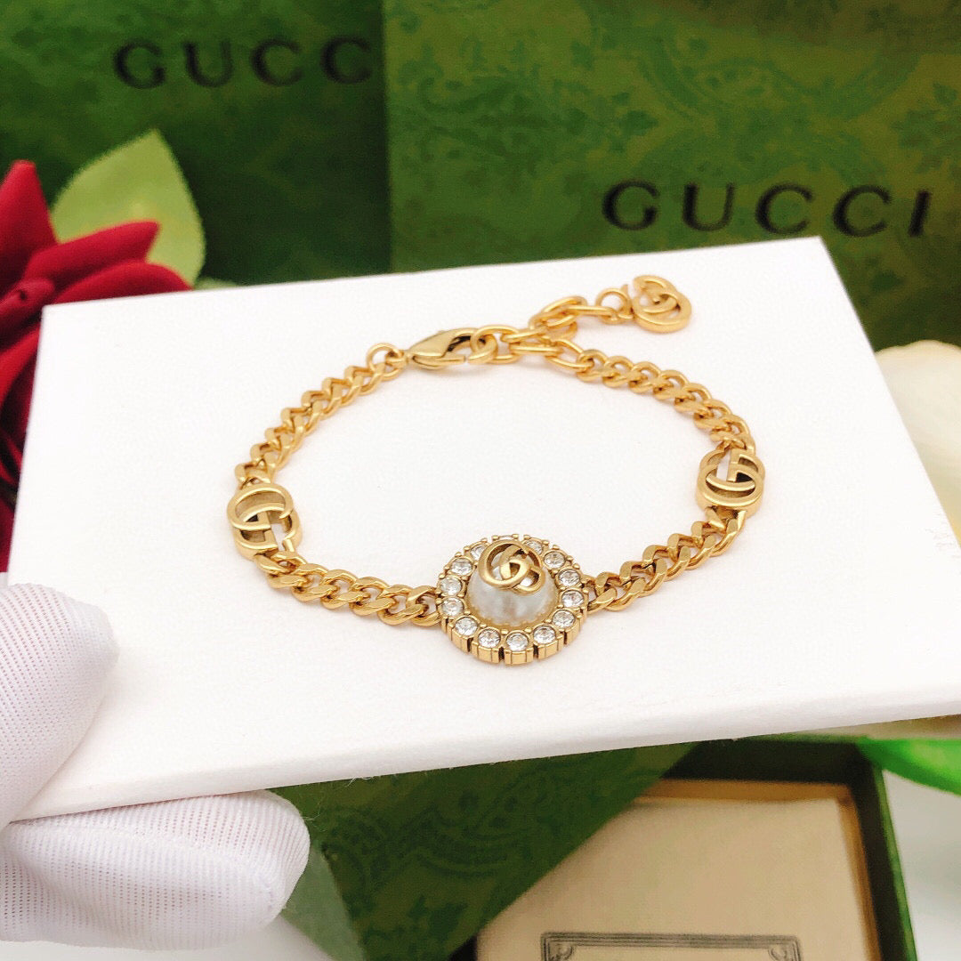 Floral Bracelet in Gold-Tone side detail
