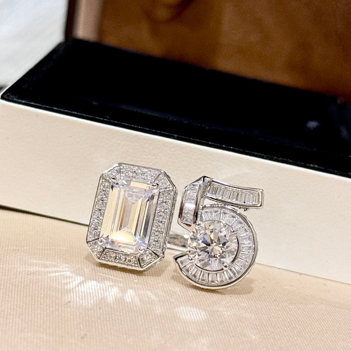 Signature Emblem Statement Ring in Polished Metal-Tone – Design 033 detail view
