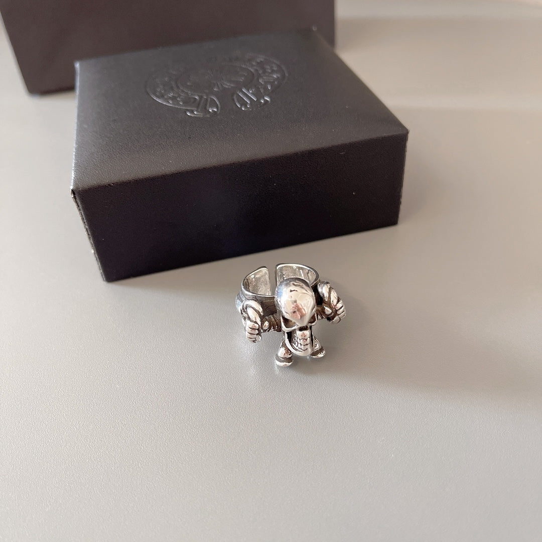 Gothic Emblem Statement Ring in Metal-Tone – Design 01 front product view