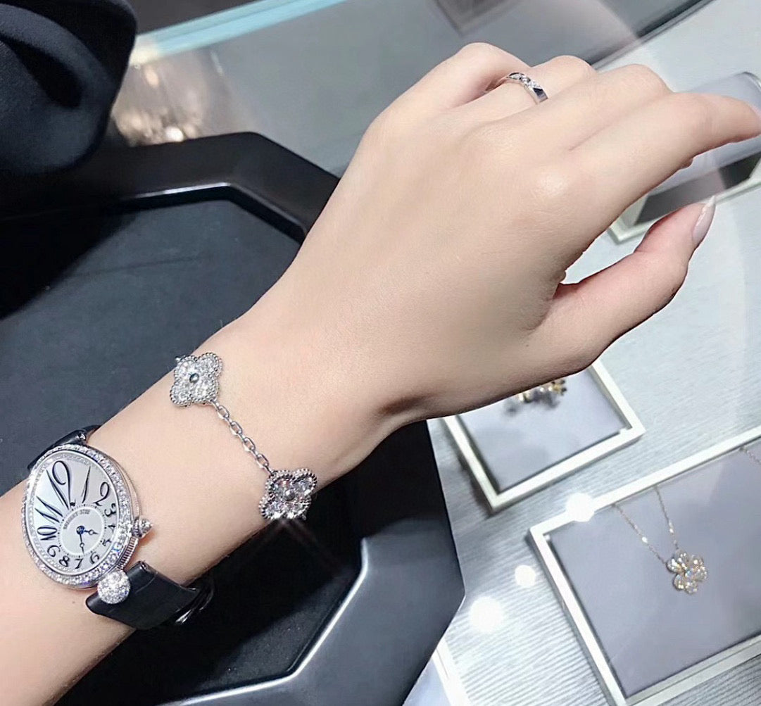 Five-Motif Clover Bracelet in Silver-Tone main product view