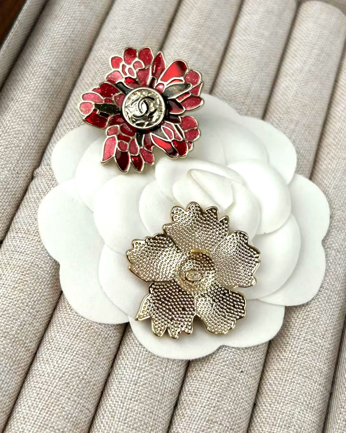 Floral Statement Earrings in Polished Metal-Tone styled product view