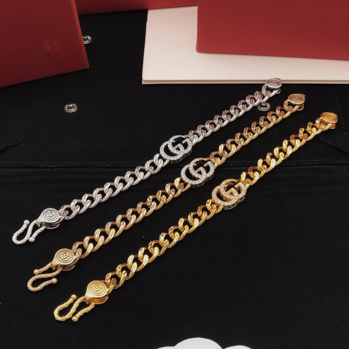 Geometric Emblem Bracelet in Gold-Tone – Design 005 close-up detail