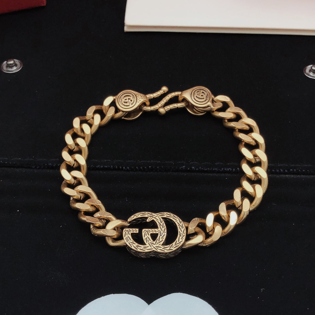 Geometric Emblem Bracelet in Gold-Tone – Design 005 front product view