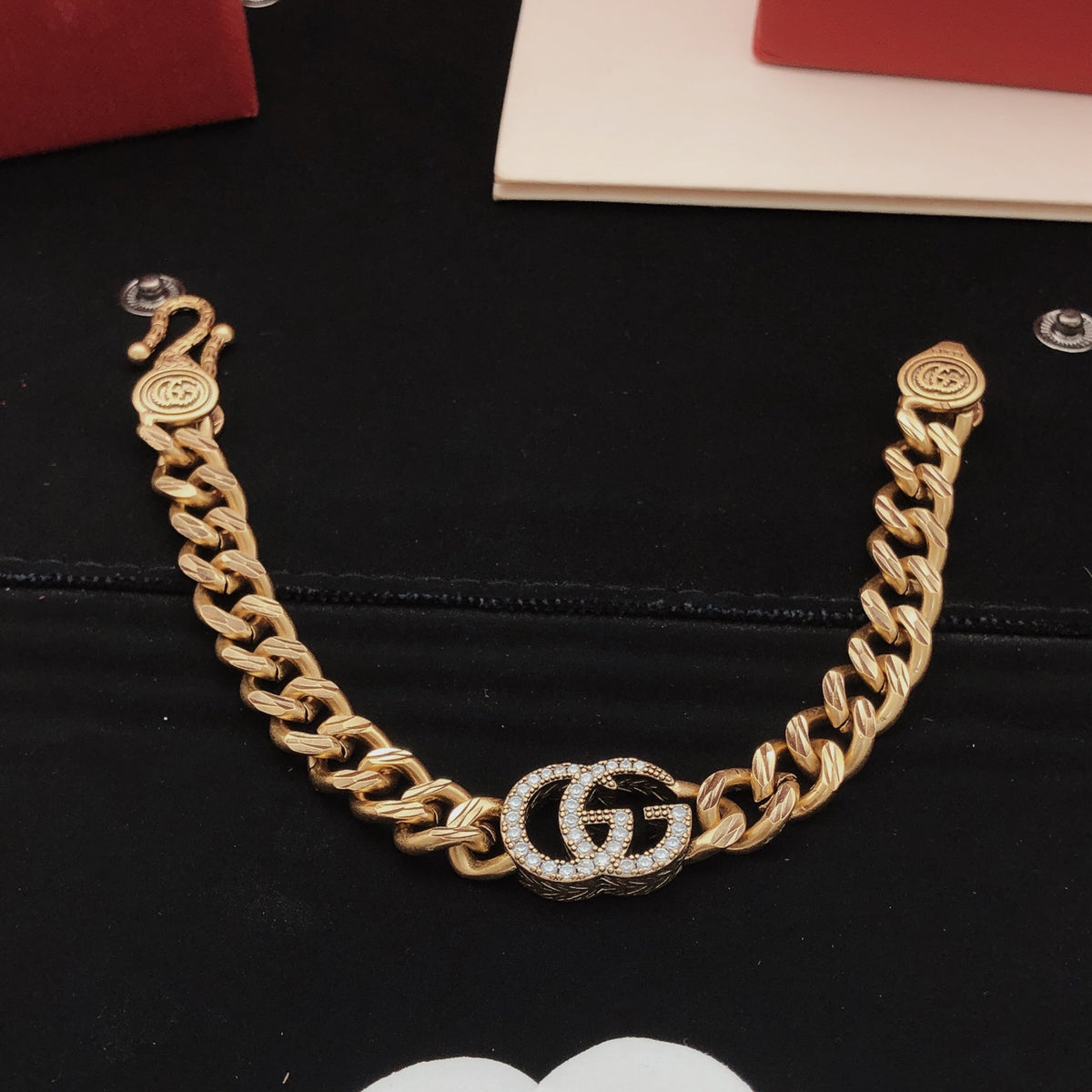 Geometric Emblem Bracelet in Gold-Tone – Design 005 side detail